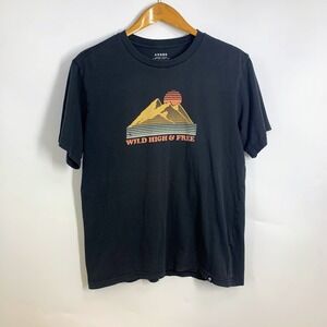 Arbor Collective Mens Black Wild High & Free Mountain Sunset Graphic T-Shirt M